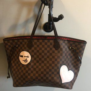 Emoji Louis Vuitton Neverfull Tote Brown